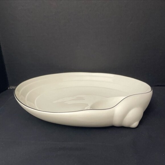 Lenox Sea Sand and Sky Chip & Dip Platter Ivory w/ Platinum Trim - Picture 3 of 6